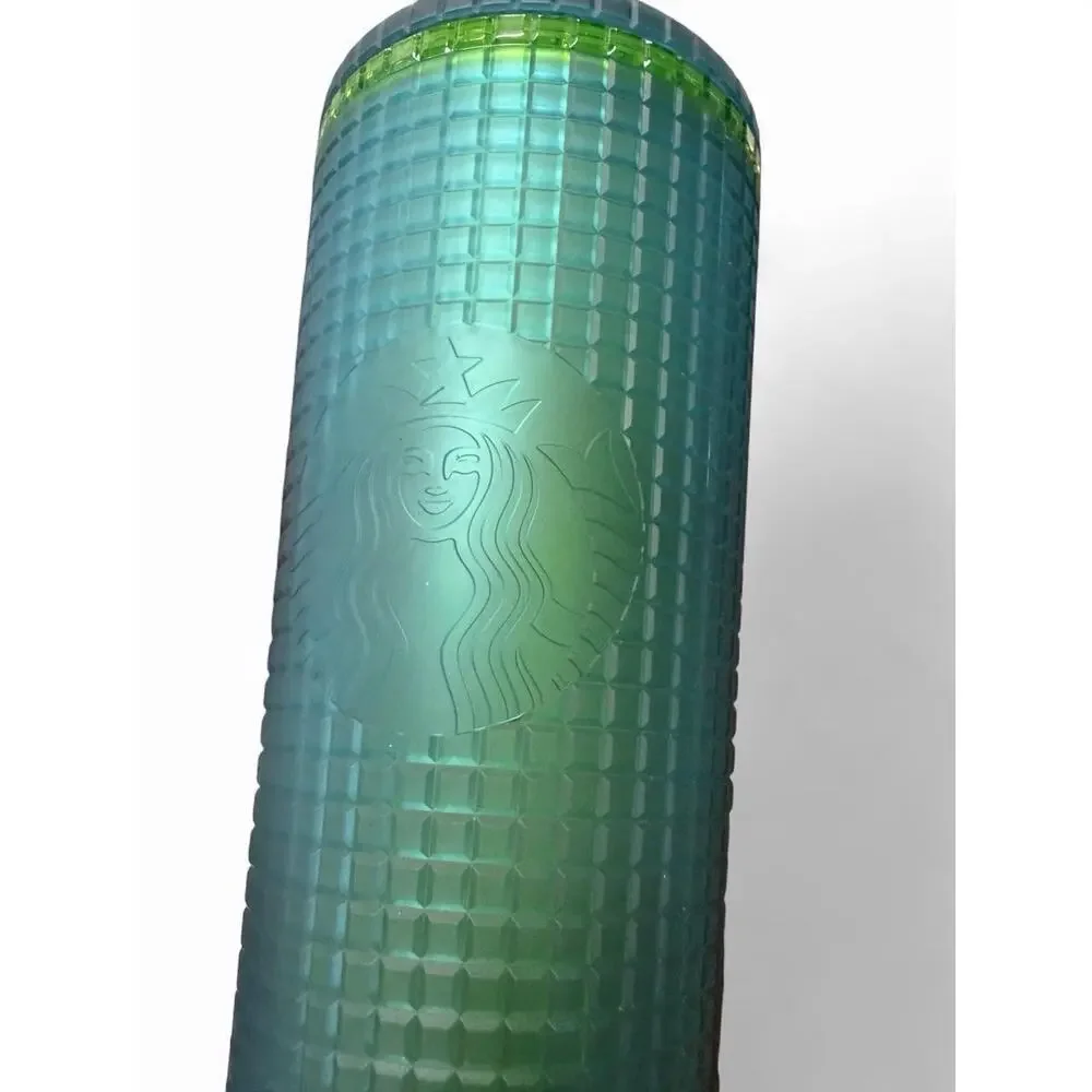 Starbucks Winter 2022 Green / Yellow / Blue Studded Grid 24oz Venti Tumbler Cup